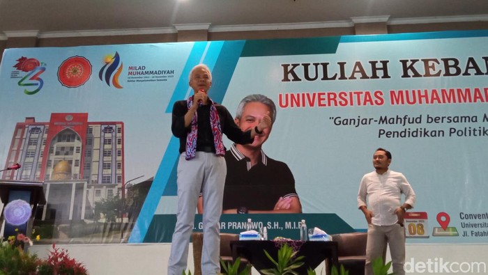 Ganjar Pranowo saat menghadiri Kuliah Kebangsaan di UMC
