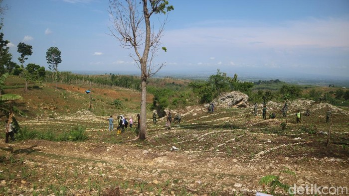 Kondisi lahan di lereng Pegunungan Kendeng Desa Wukirsari, Kecamatan Tambakromo, Pati, Jumat (8/12/2023).