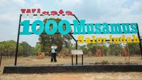 Pengunjung berfoto di Taman 1000 Musamus, Merauke, Papua Selatan, Kamis (16/11/2023).  