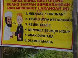 Spanduk Jangan Buang Sampah Sembarangan yang Nggak Biasa, Pake Disumpahin