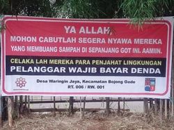 Spanduk Jangan Buang Sampah Sembarangan yang Nggak Biasa, Pake Disumpahin