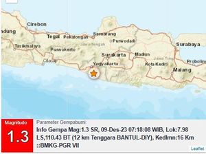12 Gempa Darat di Bantul Malam-Pagi Ini, BMKG: Aktivitas Sesar Opak