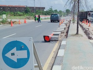 Fungsional Nataru, Median Jalan Exit Tol Jogja-Solo Kuncen Dibongkar