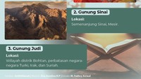 Gunung yang disebutkan dalam Al-Quran ada Gunung Pelangi, Gunung Sinai dan Gunung Judi. Foto: Tim Infografis/M. Fakhry Arrizal