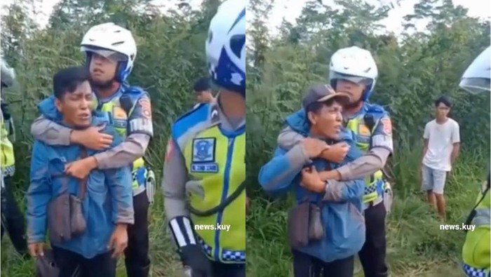 Pria menangis saat terkena razia di Sumsel.