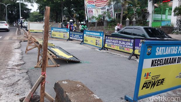 Jalan Bandung Kota Malang yang Ambles Sudah Bisa Dilewati