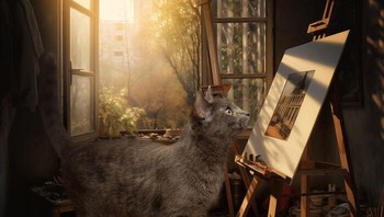 Nah yang ini si paling seni banget. Pura-puranya mau melukis. Foto: (Bored Panda).