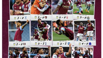 Potret kemenangan 15 secara berturut-turut Aston Villa. Foto: X