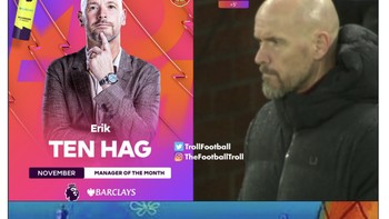 Guyonan Ten Hag usah mendapatkan penghargaan malah kalah. Foto: X