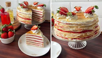 Kue Straberry Vanilla Crepe buat ibunda tercinta. (Foto: Boredpanda)