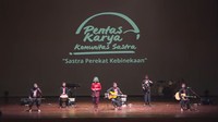 Kegiatan Pentas Karya yang diselenggarakan Senin (11/12/2023) merupakan langkah Evaluasi dan Pelaporan Bantuan pemerintah. Kegiatan ini berisi pementasan mendongeng, pembacaan puisi, musikalisasi puisi dan teater. Foto: dok. Bandan Bahasa