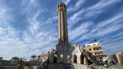 Menara Masjid di Gaza Kokoh Berdiri di Tengah Bombardir Israel