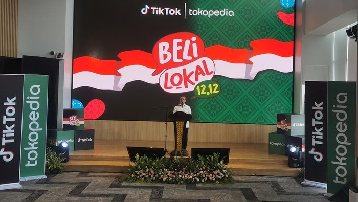 Menteri Perdagangan Zulkifli Hasan di Acara Peluncuran Kampanye Beli Lokal Tokopedia dan TikTok.