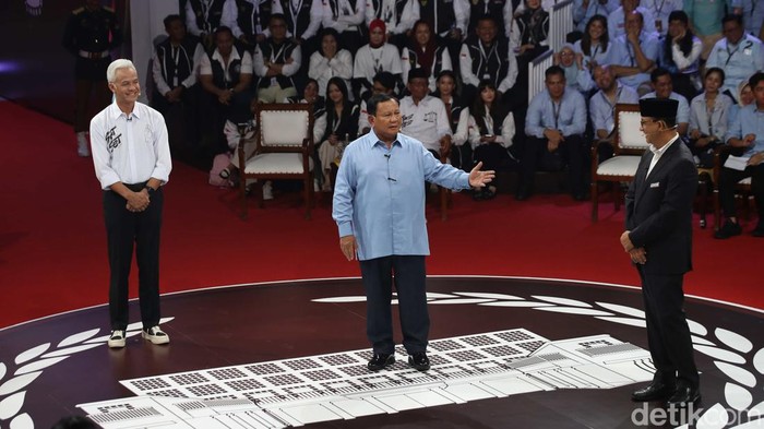 Momen Saling Menanggapi 3 Paslon Capres di Debat Perdana