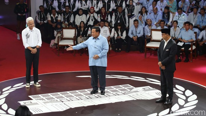 Momen Saling Menanggapi 3 Paslon Capres di Debat Perdana