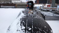 Dua kapal selam nuklir terbaru Rusia, Krasnoyarsk dan Kaisar Alexander III diresmikan di Severodvinsk, Senin (11/12/2023) waktu setempat. Sputnik/Kirill Iodas/Pool via Reuters.