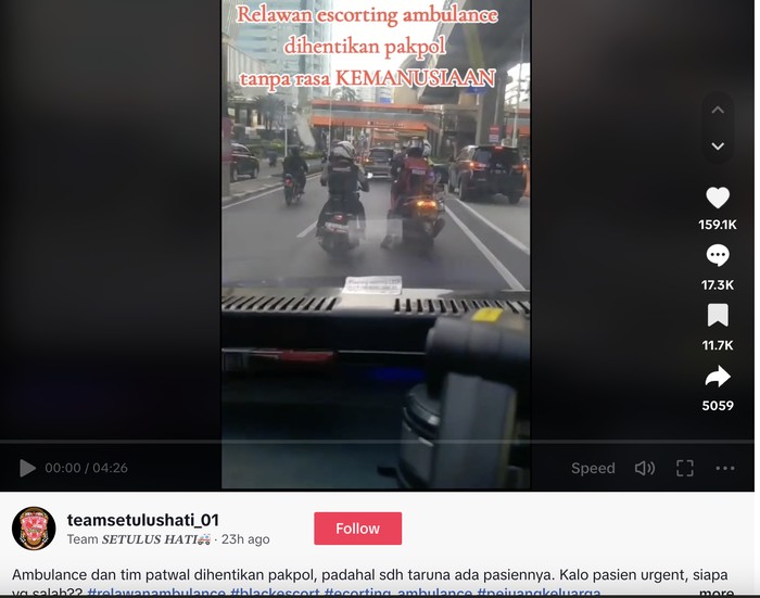 Relawan Pengawal Ambulans Disetop Polisi