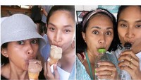Berteman baik dengan Happy Salma, Sarah bagikan momen kebersamaannya saat makan es krim bareng Salma. Foto: Instagram: @sarsehshoku