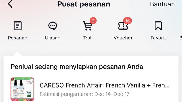 Tangkapan layar TikTok Shop.