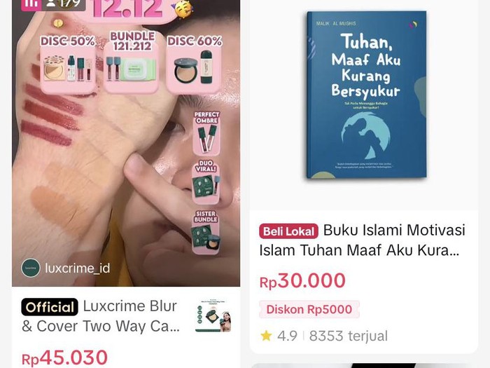 Tangkapan layar TikTok Shop.