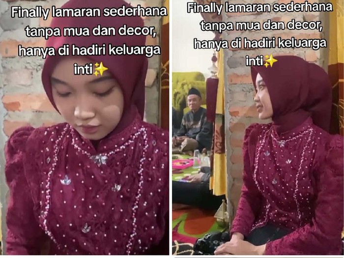 Acara lamaran sederhana viral, tanpa dekorasi dan makeup artist berjalan khidmat dan lancar.
