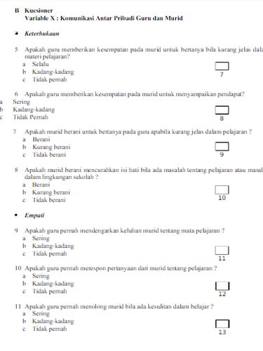 Contoh Kuesioner