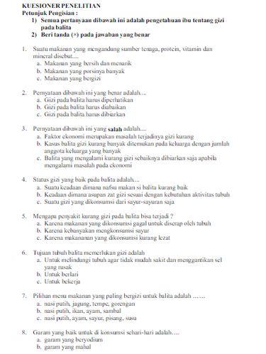 Contoh Kuesioner