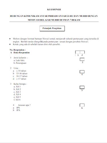 Contoh Kuesioner