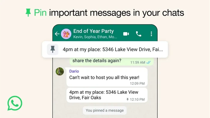 Fitur pin pesan di chat WhatsApp