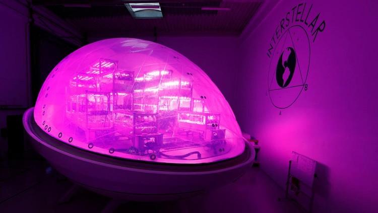 Interstellar Lab founder and CEO Barbara Belvisi poses inside a BioPod module, a high-tech greenhouse controlled by artificial intelligence designed to grow plants and develop agriculture, to fight against climate change and in preparation for future life on Mars, at Interstellar Lab in Ivry-sur-Seine near Paris, France, November 27, 2023. REUTERS/Gonzalo Fuentes     TPX IMAGES OF THE DAY