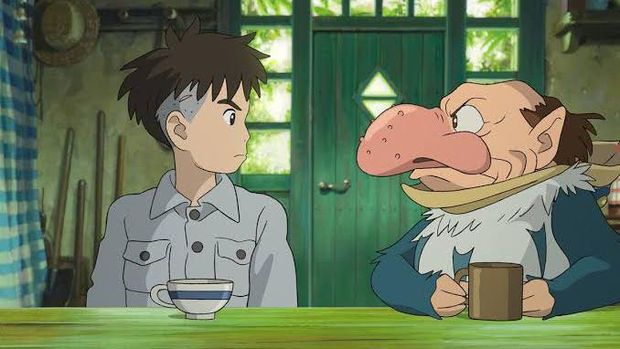 Cuplikan adegan dalam film animasi The Boy and The Heron (2023).