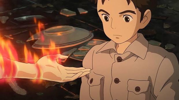 Cuplikan adegan dalam film animasi The Boy and The Heron (2023).