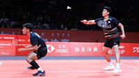 Di partai kedua BWF World Tour Finals 2023, Bagas/Fikri berhadapan dengan Kang Min Hyuk/Seo Seung Jae, Kamis (14/12/2023). Foto: Dok. PP PBSI