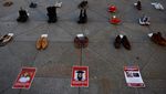 Dukung Palestina, Ratusan Sepatu Berjejer di Balai Kota Madrid