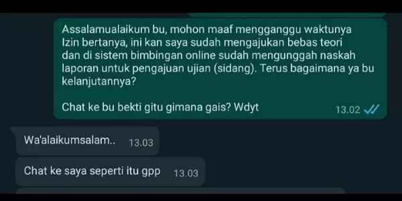 Tiap chat dosen, pasti bawaannya dagdigdug ser! Mending lihat chat dosen dan mahasiswa berikut ini dulu deh biar kuat batin.