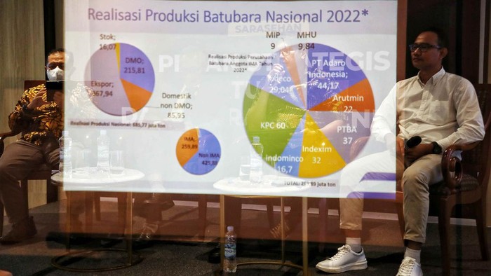 Eko Yuniarto SVP Perencanaan Dan Pengembangan Baru Bara PT PLN EPI, Boedi Widiatmodjo Praktisi Teknologi Pembangkit, Ezra Leonard Sibarani Wakil Ketua Umum IMA (Indonesia Mining Asociation ) berdiskusi tentang Peran Srategis Batubara Dalam Transisi Energi di Jakarta, Jumat (15/12/2023)