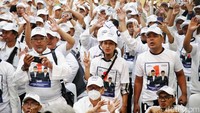 Mayoritas penyandang disabilitas hadir dengan memakai kaos bergambar capres nomor urut 1.