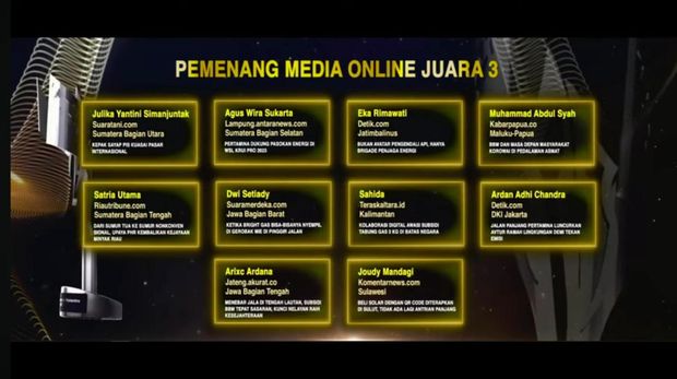 Pengumuman pemenang kategori media online juara 3 AJP 2023.