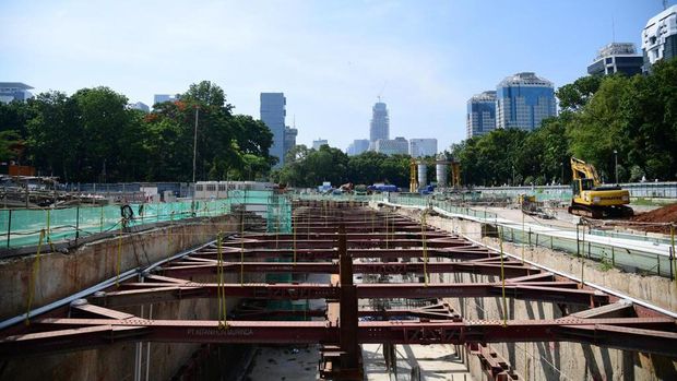 Proyek MRT Fase 2A di Stasiun Monas, Jumat (15/12/2023). (Lukas - Biro Pers Sekretariat Presiden)