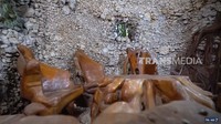 Ini bagian ruang tamu di rumah Ki Joko Bodo. Uniknya, bagian dinding menggunakan batu dan kursinya berbentuk batang pohon. Ruang tamu ini juga kedap suara. Foto: YouTube/Trans7 Official