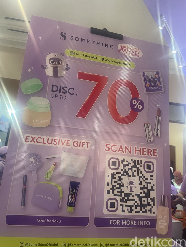 SomethincMencari skincare dan makeup yang diskon sampai 70%? Opsinya dapat dicari di Somethinc.Foto: Rahmi Anjani/Wolipop