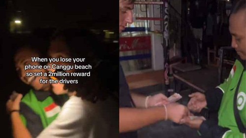 Tangkapan layar video bule beri uang Rp 2 juta ke ojol di Bali. (TikTok @archie.davey)