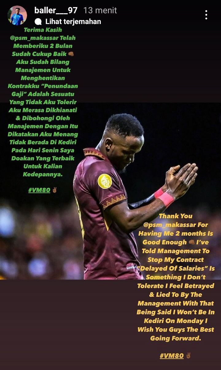Victor Mansaray pamit dari PSM Makassar.