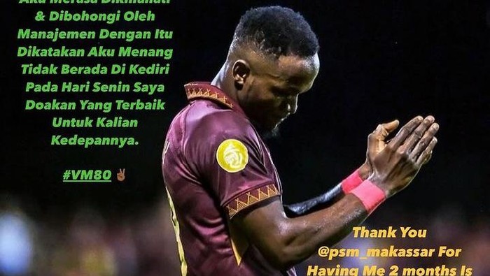 Victor Mansaray pamit dari PSM Makassar.