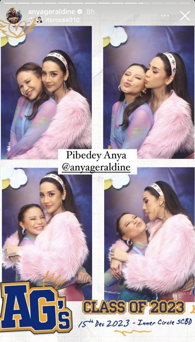 Di pesta ulang tahunnya itu juga terdapat photobooth. Terlihat Rossa berpose bersama Anya. Keduanya tampak begitu dekat. Foto: Instagram/@anyageraldine