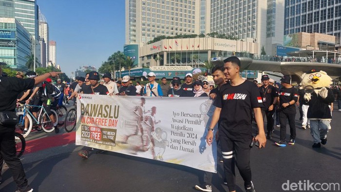 Bawaslu sosialisasi pengawasan pemilu di CFD Sudirman-Thamrin, Jakarta Pusat