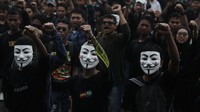 Ini momen saat ribuan mahasiswa yang tergabung dalam Mahasiswa Bersama Rakyat Selamatkan Demokrasi Indonesia melakukan aksi mimbar demokrasi.