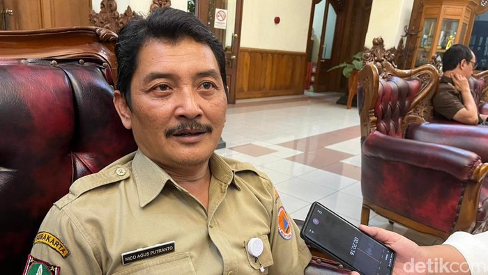 Kepala BPBD Solo, Nico Agus Putranto ditemui di Balai Kota Solo, Senin (18/12/2023).