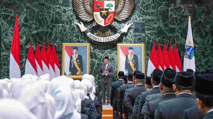 Heru Budi lantik 404 pejabat administrator dan pengawas di lingkungan Pemprov DKI Jakarta. (Dok. istimewa)