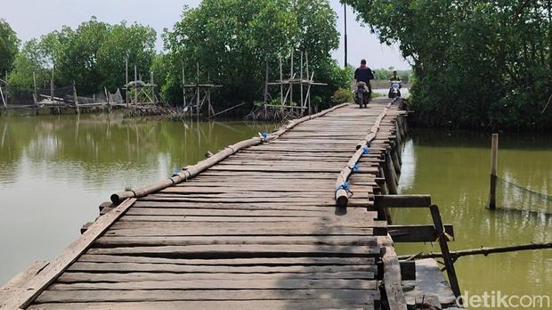 Jembatan Gendruwo di Desa Banjarsari, Kecamatan Sayung, Kabupaten Demak, Selasa (19/12/2023).